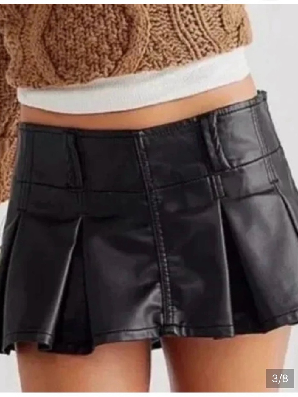 Free People Black Faux Leather Min Skirt with built in shorts!